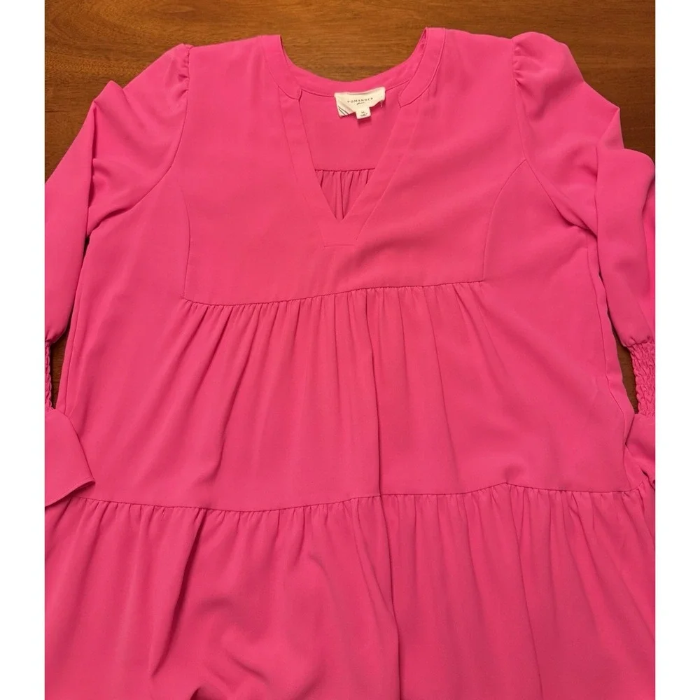 Tuckernuck POMANDER PLACE Kenzo Dress XL Electric Pink Tiered Long Sleeve Shift - Picture 10 of 10